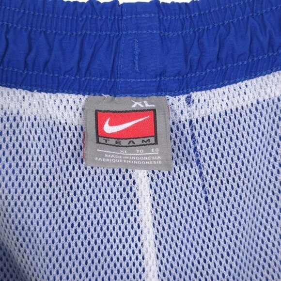 NIKE TEAM Vintage Track Pants XL Blue Ankle Zip‎ Snap White Stripe 90's Straight - Picture 2 of 13